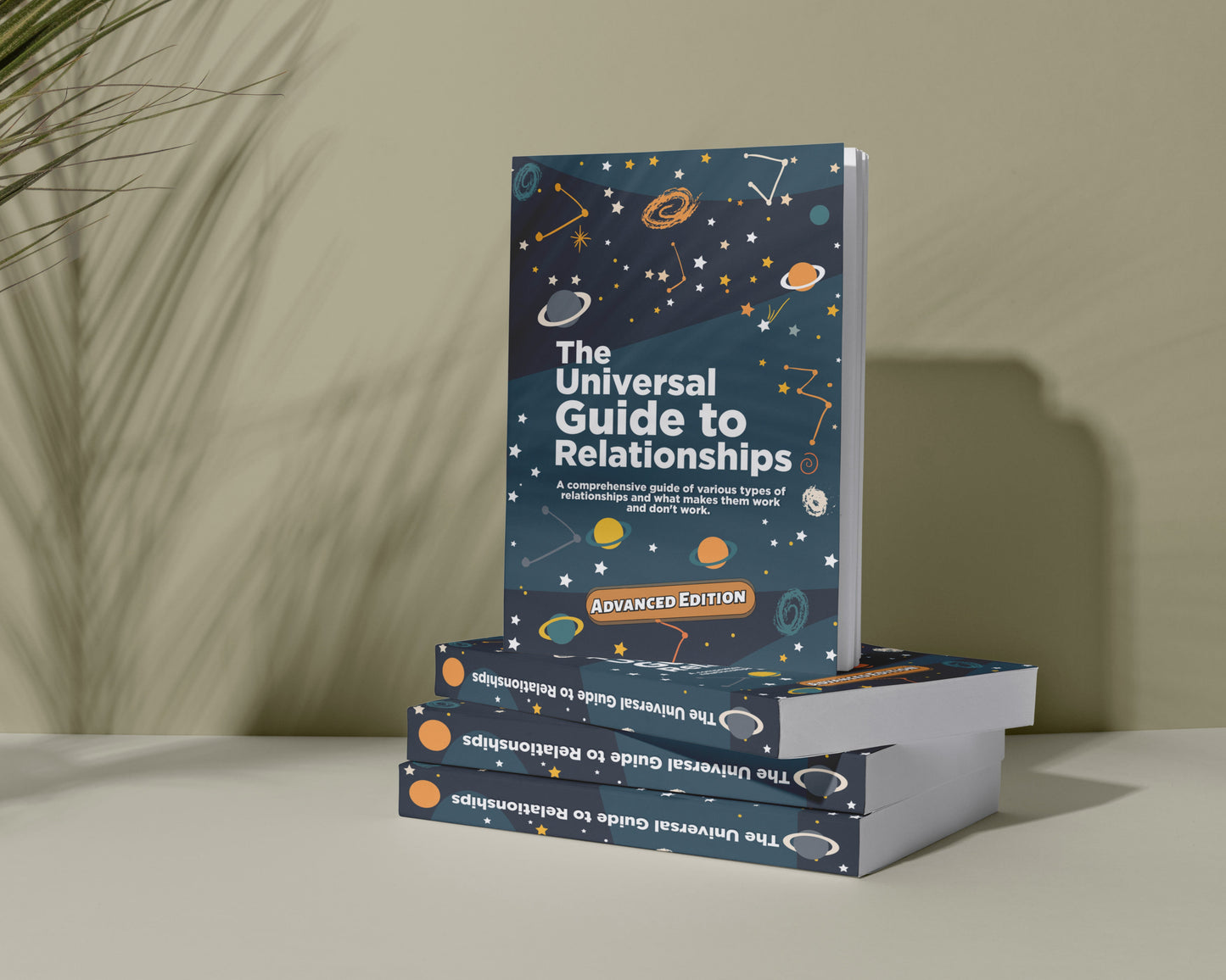Book titled 'The Universal Guide to Relationships' on a neutral background